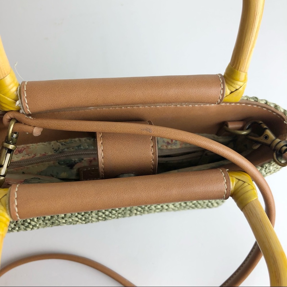 Fossil Yellow Handle Green Weave Bag - Picture 7 of 7
